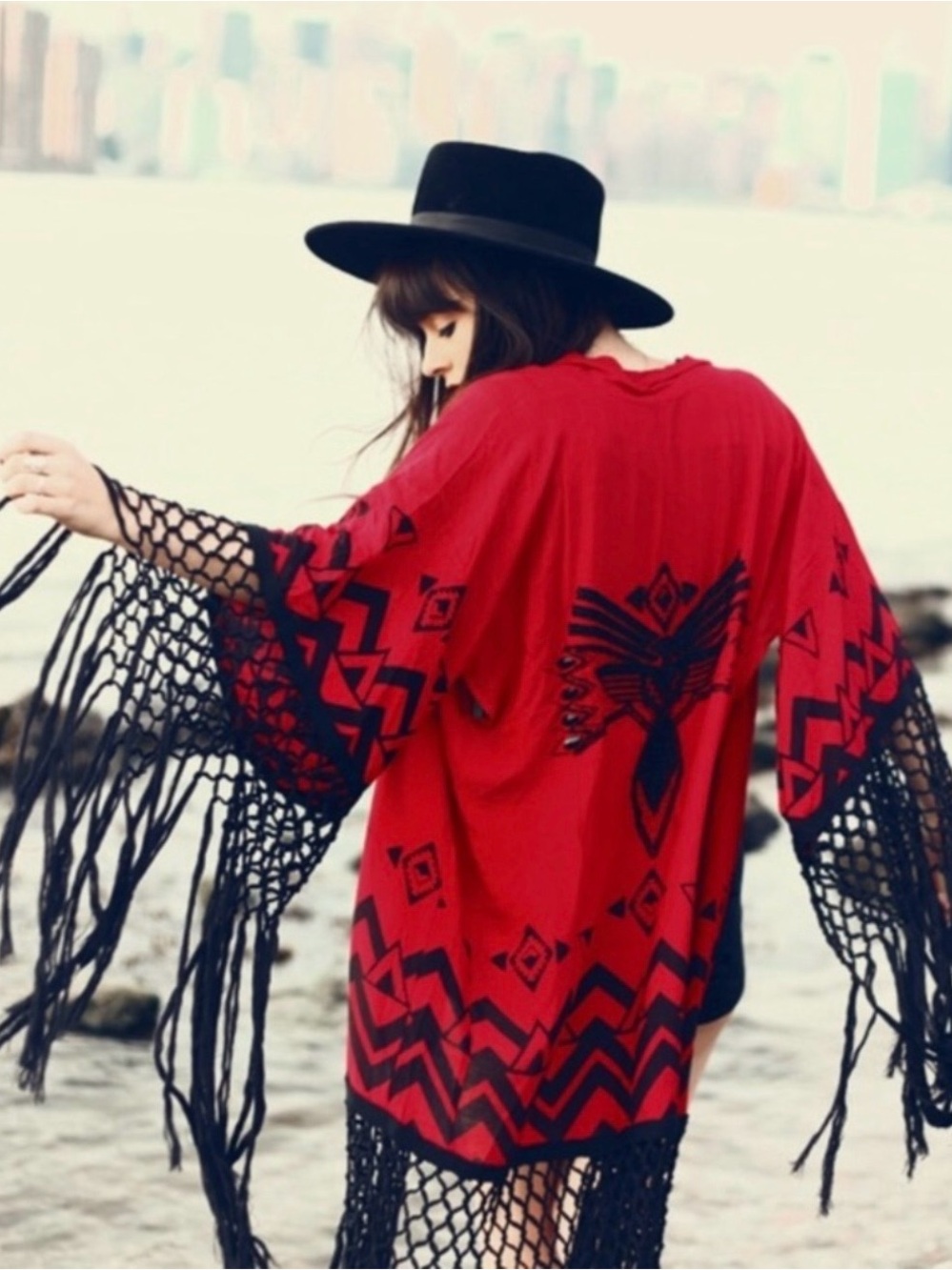 Spell RARE 🦄 Early Spell Opium Kimono - ( Alhambra Black beads) Fringe Kimono